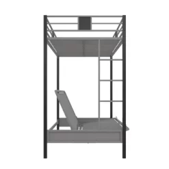 Twin Over Futon Maxence Metal Bunk Bed Silver/Black - Room & Joy -Children Furniture Store GUEST 2acbb000 e93e 4a17 a72c 5893f0c0352a