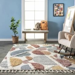 NuLOOM Chaya Abstract High/Low Kids Tassel Area Rug -Children Furniture Store GUEST 2afde61b 122d 4874 924f 7223d99681ee