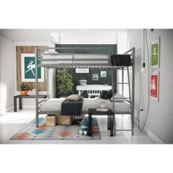 Twin Over Twin Maxwell Metal Bunk Bed Gray - Novogratz -Children Furniture Store GUEST 2bee27d7 a767 4790 b649 6baf7ba9147e