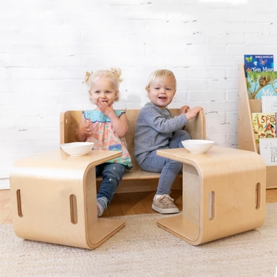 ECR4Kids Premium Bentwood Multipurpose Table And Chair Set, Kids Furniture, Natural, 3-Piece 6 ECR4Kids Premium Bentwood Multipurpose Table And Chair Set, Kids Furniture, Natural, 3-Piece - Image 4