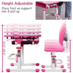 Costway Children Desk Chair Set Adjustable Study Table Drawer Winged Backrest Chair -Children Furniture Store GUEST 2d955549 2dc9 437d 9b02 807e2e79367d