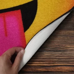 Deerlux Emoji Style Round Funny Smiley Face Kids Area Rug, Eye Roll Emoji Rug -Children Furniture Store GUEST 2d9e3119 5360 4b86 8b4c 1c43924baddc