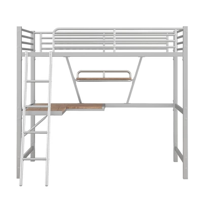 Twin Size Loft Metal Bed With Desk And Shelves - ModernLuxe 7 Twin Size Loft Metal Bed With Desk And Shelves - ModernLuxe - Image 5