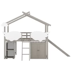 Twin Size House Shape Loft Bed With Wardrobe, Slide And Pullout Desk - ModernLuxe -Children Furniture Store GUEST 2dddc608 c917 4843 809b 859ab065e2a4