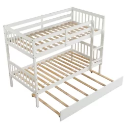 Twin Over Twin Wood Bunk Bed With Trundle, Safety Rail And Ladder-ModernLuxe -Children Furniture Store GUEST 2e553038 67a6 472d 89e5 e510249e0124
