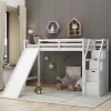 Twin Loft Bed With Storage And Sliders - ModernLuxe