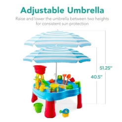Best Choice Products Kids Sand & Water Outdoor Activity Table, 2-in-1 Play Set W/ 18 Accessories, Adjustable Umbrella -Children Furniture Store GUEST 30bf9a83 f589 436a 96dc 4c57707d6bf6