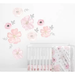 Watercolor Floral LG Wall Stickers Pink - Sweet Jojo Designs