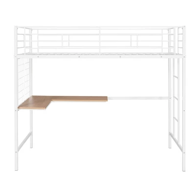 Twin Metal Loft Bed With Desk And Metal Grid - ModernLuxe 7 Twin Metal Loft Bed With Desk And Metal Grid - ModernLuxe - Image 5