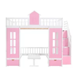 Full-Over-Full Bunk Bed With Changeable Table, Separable Bunk Bed Turn Into Upper Bed And Down Desk-ModernLuxe -Children Furniture Store GUEST 336568c5 1b97 46cc 842d 9c977f138508