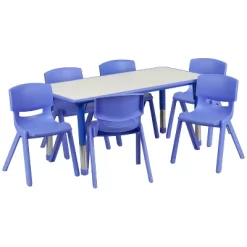 Flash Furniture 23.625"W X 47.25"L Rectangular Plastic Height Adjustable Activity Table Set With 6 Chairs -Children Furniture Store GUEST 36dddfc5 83fc 49ff a5f5 3bd9cf55b030 1