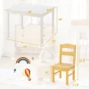 Costway 5 Piece Kids Wood Table Chair Set Activity Toddler Playroom Furniture Colorful