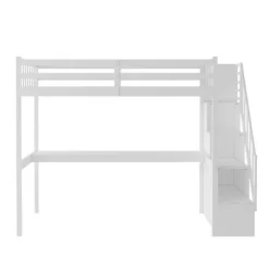 Twin Size Loft Bed With Staircase And Built-in Desk - ModernLuxe -Children Furniture Store GUEST 399f056c ca2b 4fb7 9978 a6b63b397e06