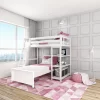 Max & Lily L-Shaped Twin Over Twin Bunk Bed With Bookcase