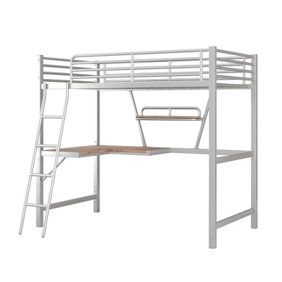 Twin Size Loft Metal Bed With Desk And Shelves - ModernLuxe 6 Twin Size Loft Metal Bed With Desk And Shelves - ModernLuxe - Image 4