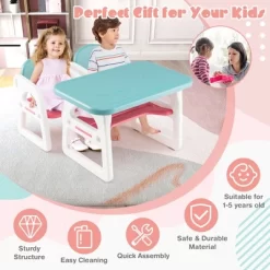 Costway 3-Piece Kids Table And Chair Set Toddler Activity Study Desk With Building Blocks -Children Furniture Store GUEST 3bbf26db f77d 4fb7 91f3 ccfbdbe6825c