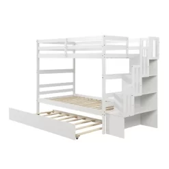 Twin Over Twin Bunk Bed With Trundle, Stairs And Storage Shelves-ModernLuxe -Children Furniture Store GUEST 3be74fa9 3d71 4612 a9f8 7869370fced3