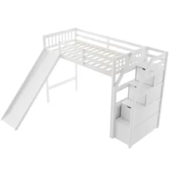 Twin Loft Bed With Storage And Sliders - ModernLuxe -Children Furniture Store GUEST 3c611caf d475 47d8 a18d 8f5470edc87b