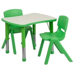 Emma And Oliver 21.875"W X 26.625"L Rectangular Plastic Height Adjustable Activity Table Set With 2 Chairs -Children Furniture Store GUEST 3d491e6f a36c 42bc 98c6 63af20a5e208