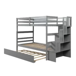 Twin Over Twin Bunk Bed With Trundle, Stairs And Storage Shelves-ModernLuxe -Children Furniture Store GUEST 3deaafa1 60ab 431d b5eb 51be10be74ef