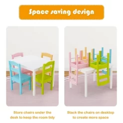 Costway 5 Pieces Kids Wood Table & Chair Set For 2-6 Years Colorful -Children Furniture Store GUEST 40ca9e5e f10f 4326 b4cc b0cd03e48ff6