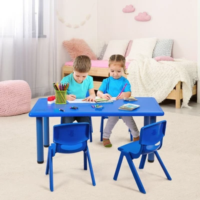 Costway Kids Plastic Rectangular Learn And Play Table Playroom Kindergarten Home Blue 5 Costway Kids Plastic Rectangular Learn And Play Table Playroom Kindergarten Home Blue - Image 3