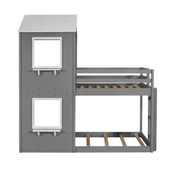 Twin Over Twin Wood Bunk Bed With Roof, Window, Guardrail, And Ladder-ModernLuxe -Children Furniture Store GUEST 41a0aaad 8059 4064 b76e 36ee44ae0930