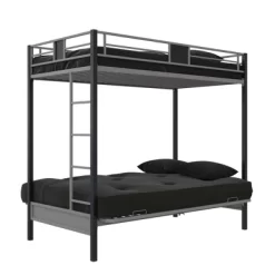 Twin Over Futon Maxence Metal Bunk Bed Silver/Black - Room & Joy -Children Furniture Store GUEST 41b14ab5 db1f 43a3 a2e2 5e208496455c