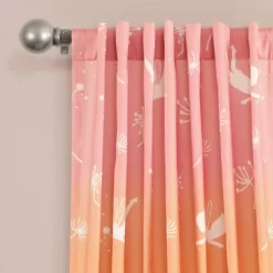 52"x84" Kids' Make A Wish Dandelion Fairy Ombre Window Curtain Panels Pastel Rainbow Set - Lush Décor
