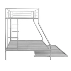 Twin Over Full Steel Bunk Bed With Twin Size Trundle Bed And Two-Side Ladders-ModernLuxe -Children Furniture Store GUEST 43592fe0 0454 442f 959b 80f68e6cd612