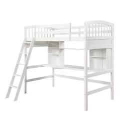 Twin Size Loft Bed With Storage Shelves, Desk And Ladder - ModernLuxe -Children Furniture Store GUEST 43678d33 19d8 4a90 b5de b607f5f6d6df