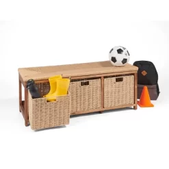 Badger Basket Kid's Storage Bench With Woven Top And Baskets Brown -Children Furniture Store GUEST 46861e61 3a46 439b ba80 6d7ad283daad