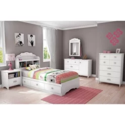 Twin Tiara Mates Bed With 3 Drawers Pure White - South Shore -Children Furniture Store GUEST 46d29b5e 85cf 4ee4 8eb0 976511a97290
