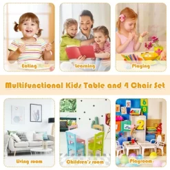 Costway 5 Pieces Kids Wood Table & Chair Set For 2-6 Years Colorful -Children Furniture Store GUEST 474e4eba 304c 45a2 81b2 1413c2f5a6a0