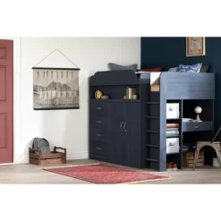 Twin Asten Loft Bed With Desk Blueberry - South Shore -Children Furniture Store GUEST 47fbfbad b91e 4f97 b2fb bc058483a2cf