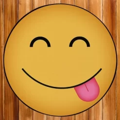 Deerlux Emoji Style Round Funny Smiley Face Kids Area Rug, Hungry Emoji Rug -Children Furniture Store GUEST 483f7741 b8d9 4025 9586 149dbe86e4af