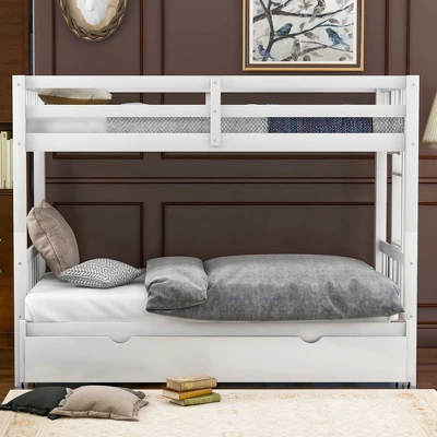 Twin Over Twin Pull-out Bunk Bed With Trundle Bed And Ladder-ModernLuxe 5 Twin Over Twin Pull-out Bunk Bed With Trundle Bed And Ladder-ModernLuxe - Image 3