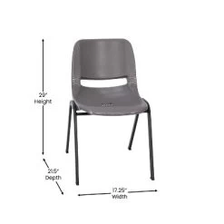 Flash Furniture HERCULES Series 661 Lb. Capacity Gray Ergonomic Shell Stack Chair With Black Frame And 16'' Seat Height, Set Of 5 -Children Furniture Store GUEST 49fbe1fa 22af 4fc7 82a7 6ab7fd9bc5ba