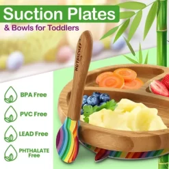 NutriChef Rainbow Bamboo Dinnerware Set With Silicone Suction For Kids -Children Furniture Store GUEST 4a515128 915b 46ee a1b6 8d506a5b9d86