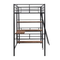 Twin Size Metal Loft Bed With Built-in Desk And Shelves - ModernLuxe -Children Furniture Store GUEST 4ad8d1fb 766e 4d0f 8e55 01170f349acd