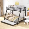 Costway Twin Over Full Metal Bunk Bed With Trundle Slats Support For Teens Adults Black -Children Furniture Store GUEST 4c88fc0a 855e 4bb5 bcb4 321127c0e909