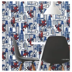 Spider-Man Cityscape Peel And Stick Wallpaper Red/Blue/Gray - RoomMates