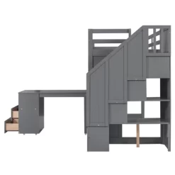 Twin Size Wood Loft Bed With Pullable Desk, Storage Shelves,Staircase And Blackboard-ModernLuxe -Children Furniture Store GUEST 4dea761b 26ef 41a4 8213 66df570eff97