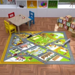 KC CUBS Boy & Girl Kids Country Farm Road W/ Construction Vehicle Car Traffic Educational Learning & Game Nursery Classroom Rug Carpet -Children Furniture Store GUEST 4e56ee26 2c3b 458a be7d c7687f60a7b7