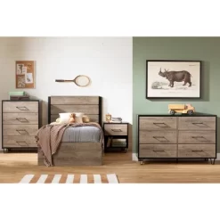 Arlen Mates Bed With 3 Drawers Weathered Oak - South Shore -Children Furniture Store GUEST 4e765bfd 4f51 4a12 8680 702725ea0eb8