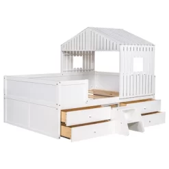 Full Size House Low Loft Bed With Four Drawers-ModernLuxe -Children Furniture Store GUEST 4f082fc9 b454 4489 bb7a 27cae92cdca0