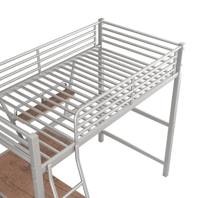 Twin Size Loft Metal Bed With Desk And Shelves - ModernLuxe 8 Twin Size Loft Metal Bed With Desk And Shelves - ModernLuxe - Image 6