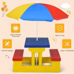 Costway Kids Picnic Table Set W/Removable Umbrella Indoor Outdoor Garden Patio -Children Furniture Store GUEST 50eb83ad bdc1 4f8c b527 e44dc3814ee6