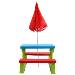 Costway 4 Seat Kids Picnic Table W/Umbrella Garden Yard Folding Children Bench Outdoor -Children Furniture Store GUEST 510514d6 0701 4a54 86fb e7346a7f4b02