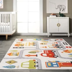 NuLOOM Carmina City Streets Machine Washable Kids Area Rug 7' X 9' In White Multi 16 NuLOOM Carmina City Streets Machine Washable Kids Area Rug 7' X 9' In White Multi -Children Furniture Store GUEST 515b8aa2 1d26 4739 984e 71a443d3b887